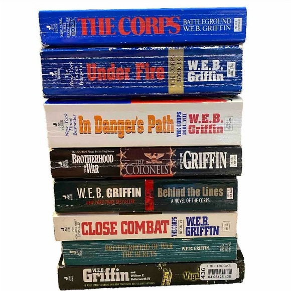 Set Of 8 W.E.B. Griffin Military Fiction Paperback Books Marine Corps Combat - Picture 1 of 3